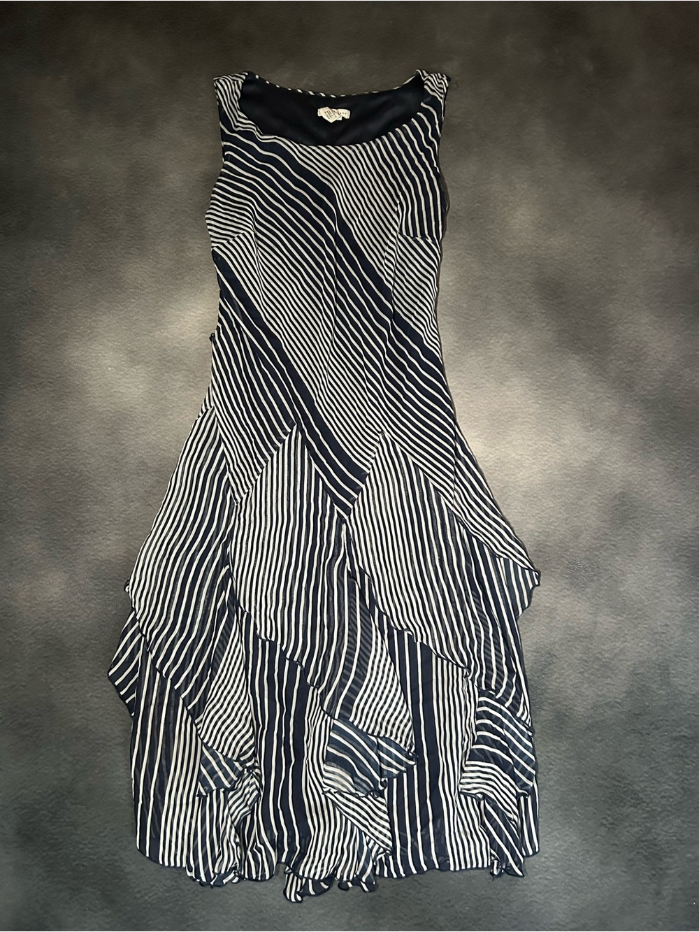 Amanda Lane Navy and White Striped Sleeveless Dress